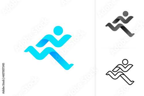 Running Man Logo Design. Run Vector. Sport. Modern Minimalist Logo Design