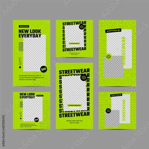 Modern fashion sale style for social media post templates. Editable template bundle design with Futuristic streetwear fashion design for social media post templates