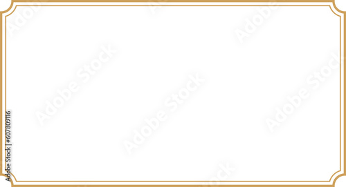 Rectangle subtle gold frame for web presentation, horizontal border in oriental style, png with transparent background. photo