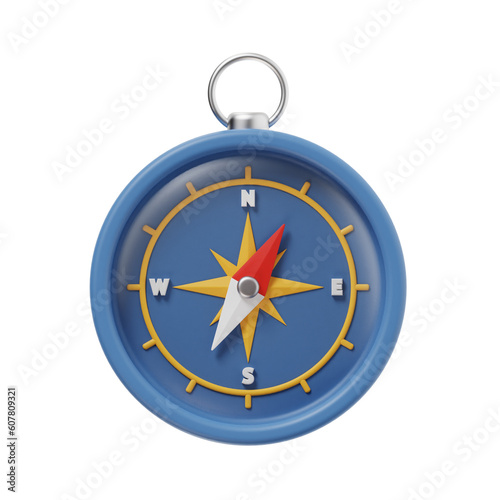 compass 3d render icon illustration, transparent background, navigation and maps