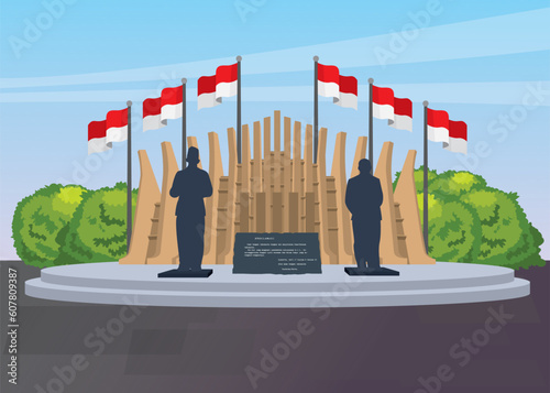 Vector Image: Proclamation Park with Soekarno-Hatta statue at Jakarta, Indonesia