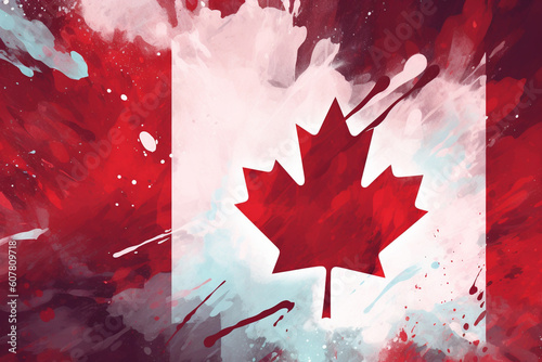 Canadian flag background Generative AI photo