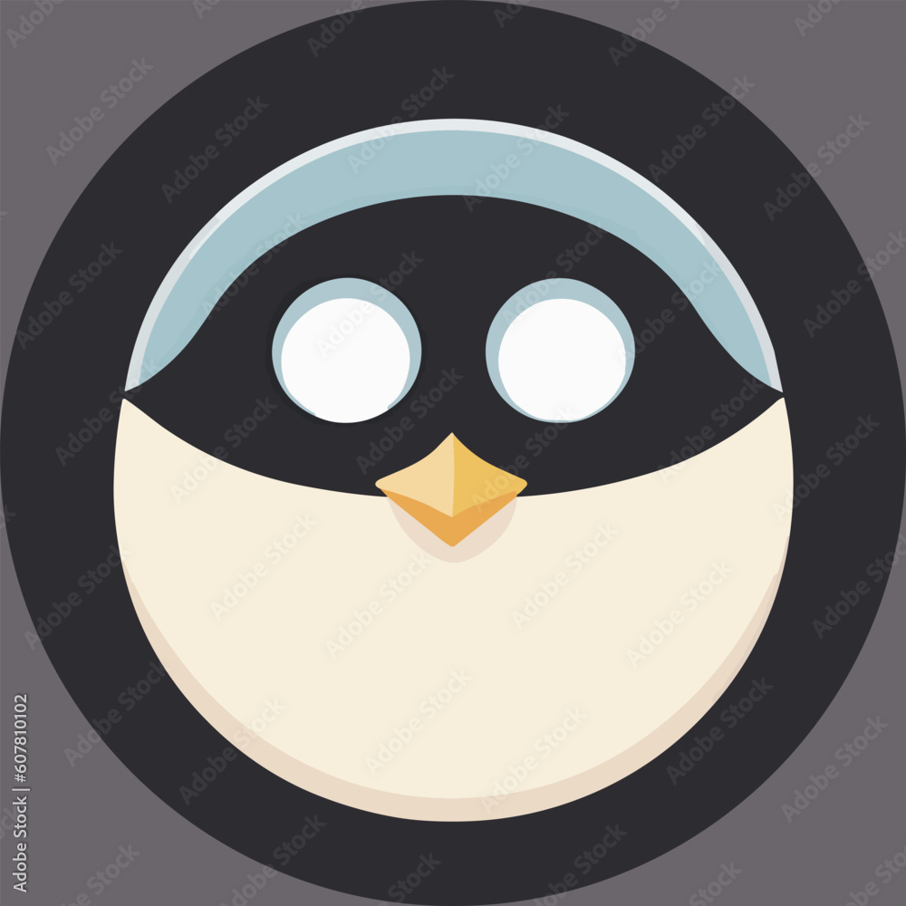 Cute vector illustration or icon of a penguin
