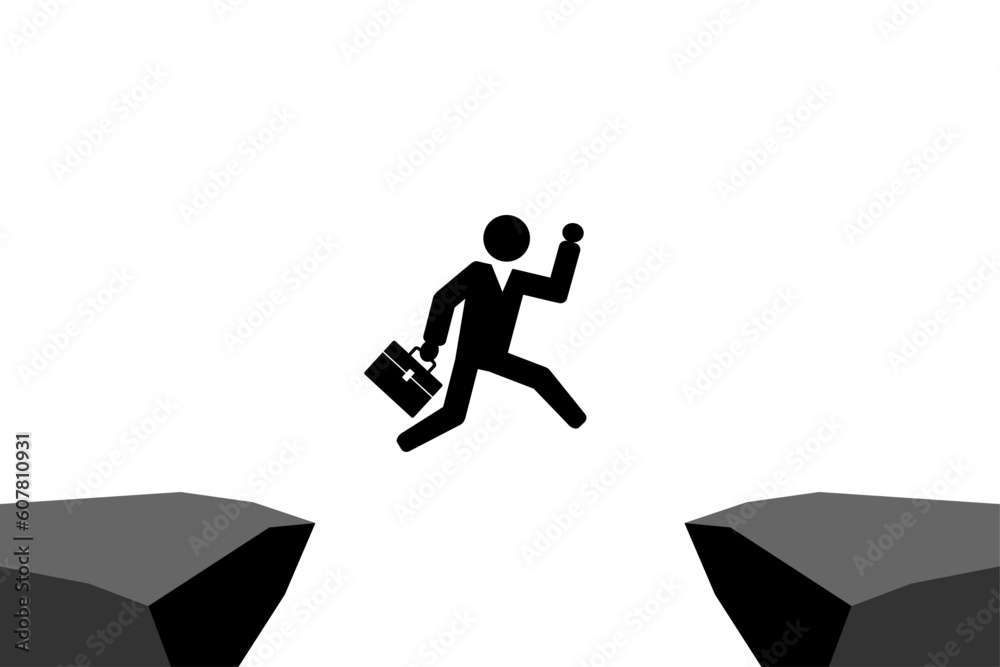 sinessman jumping from cliff to cliff.
Challenge concept illustration. sinessman jumping from cliff to cliff.
Challenge concept illustration.