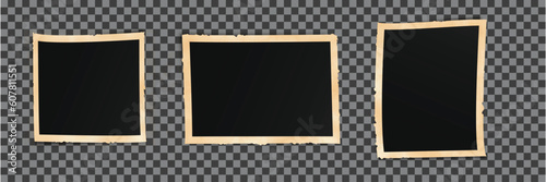 Curves photo frames isolated. Black squares and rectangles
