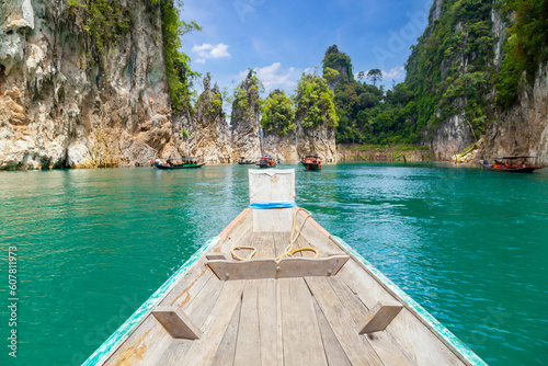 The Three rocks in Cheow Lan Lake, Khao Sok National Park, Thailand. © gamjai