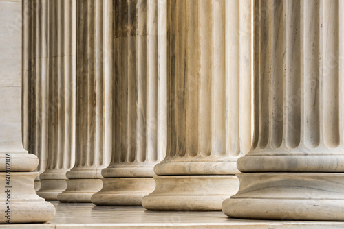Architectural detail of marble ionic order columns 