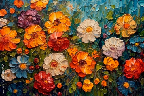 Fotografia Painting of colorful summer flowers. AI generated.