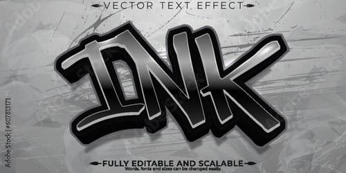 Tattoo ink text effect, editable black and white text style