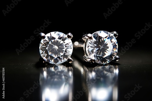 Diamond stud earring, luxury precious jewelry (Ai generated)