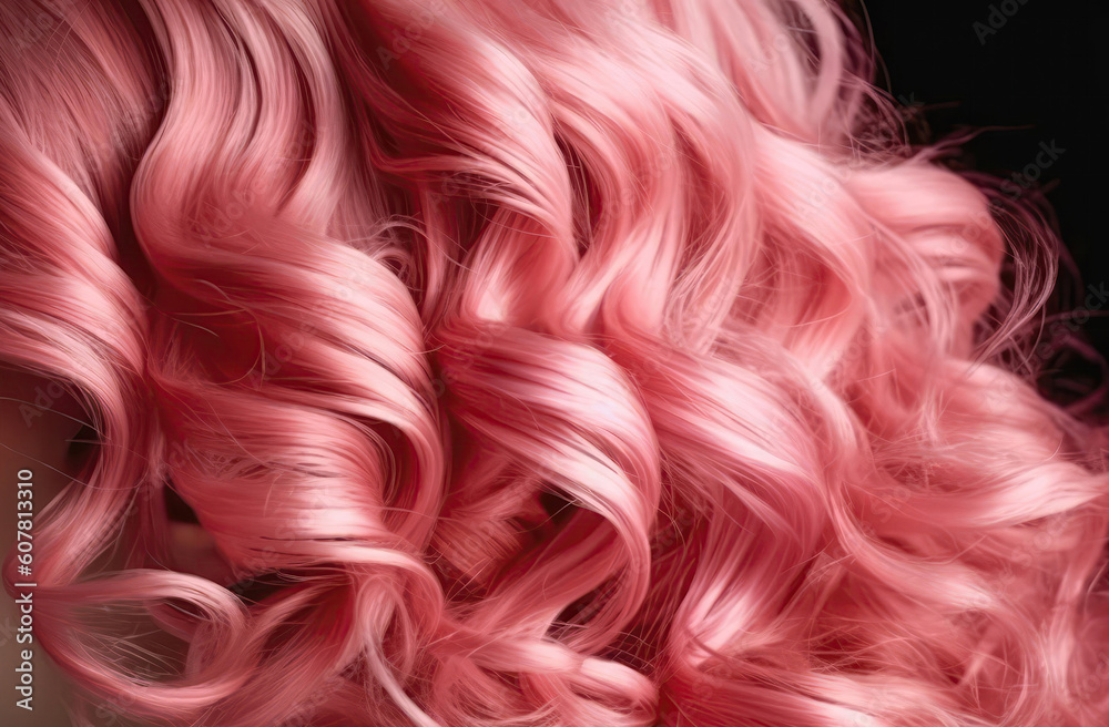 Hair Background Curly Pink Shiny Beautiful Well. Generative AI Hair Background Curly Pink Shiny Beautiful Well. Generative AI