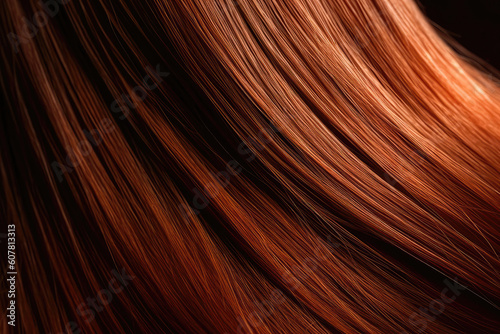 Hair Background Straight Auburn Shiny Beautiful Well. Generative AI