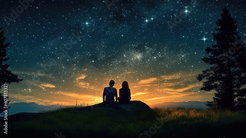 Couple sitting under the beautiful stars