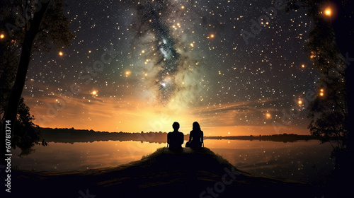 Couple sitting under the beautiful stars © Absent Satu