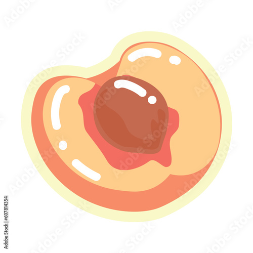 Half of sweet ripe peach on white background