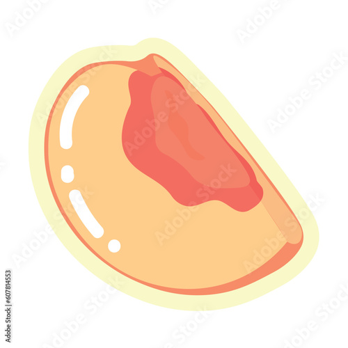 Slice of sweet ripe peach on white background