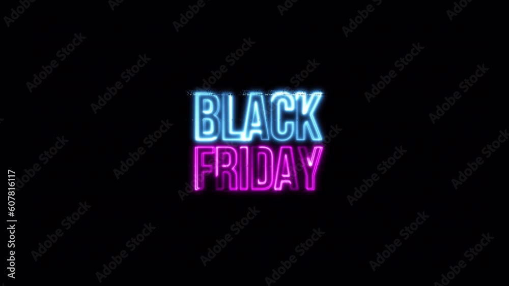 Loop Black Friday blue pink neon text effect illustration on Black Background. Element for Isolated transparent video animation text with alpha channel using Quick time prores 444 Loop Black Friday blue pink neon text effect illustration on Black Background. Element for Isolated transparent video animation text with alpha channel using Quick time prores 444