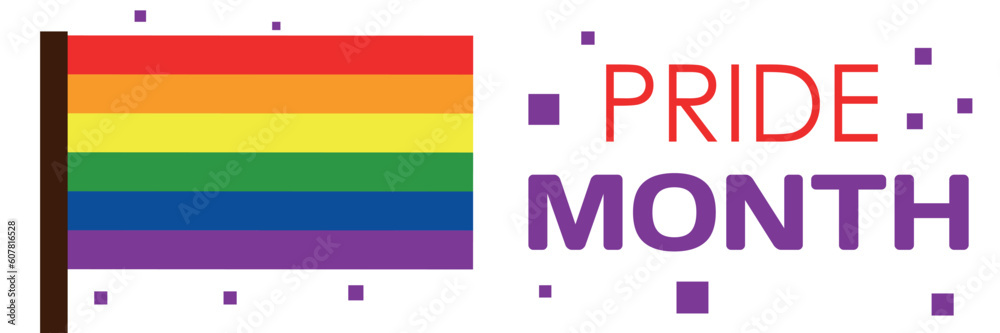 Banner for Pride Month with rainbow flag Banner for Pride Month with rainbow flag