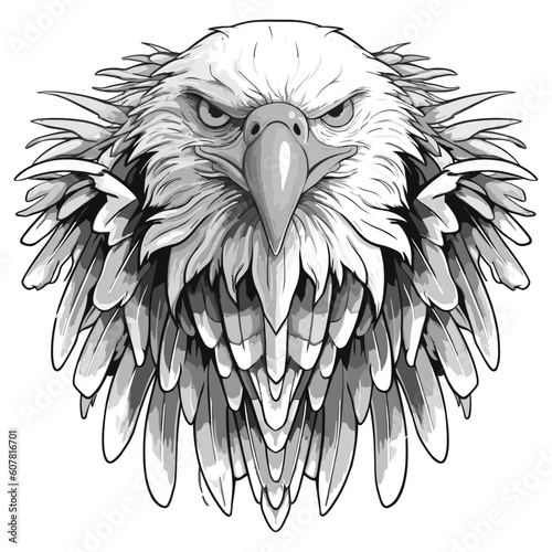 Patriotic American bald eagle, eagle logo, vector art, isolated on white background.