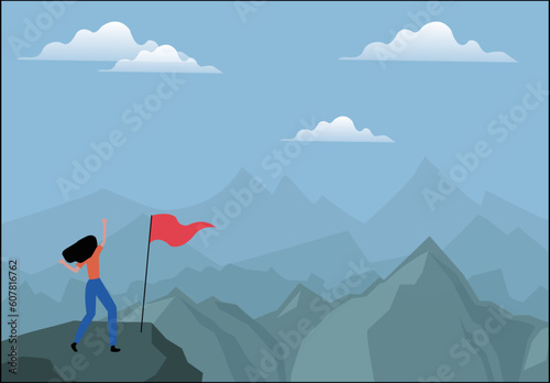 Girl on top of the mountains