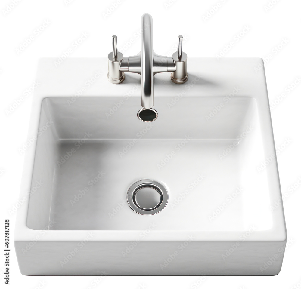 Fototapeta premium Ceramic bathroom sink isolated. 3d illustration Generative AI.