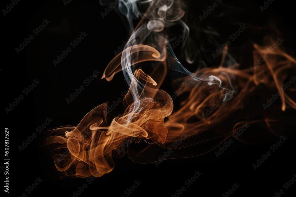 Obraz premium Brown Smoke On Black Background. Generative AI