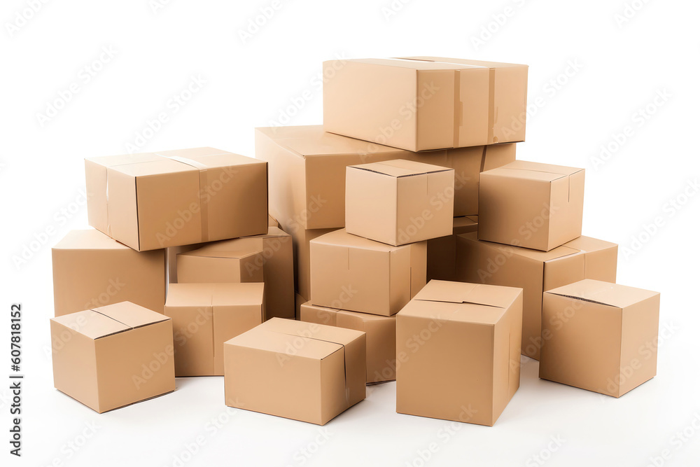 Lots Of Boxes On White Background. Generative AI Lots Of Boxes On White Background. Generative AI