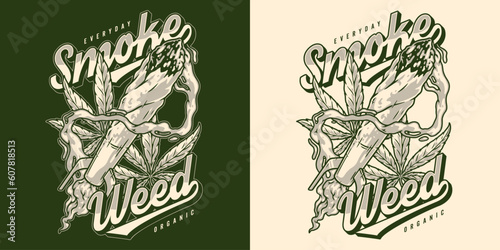 Smoke weed monochrome detailed sticker