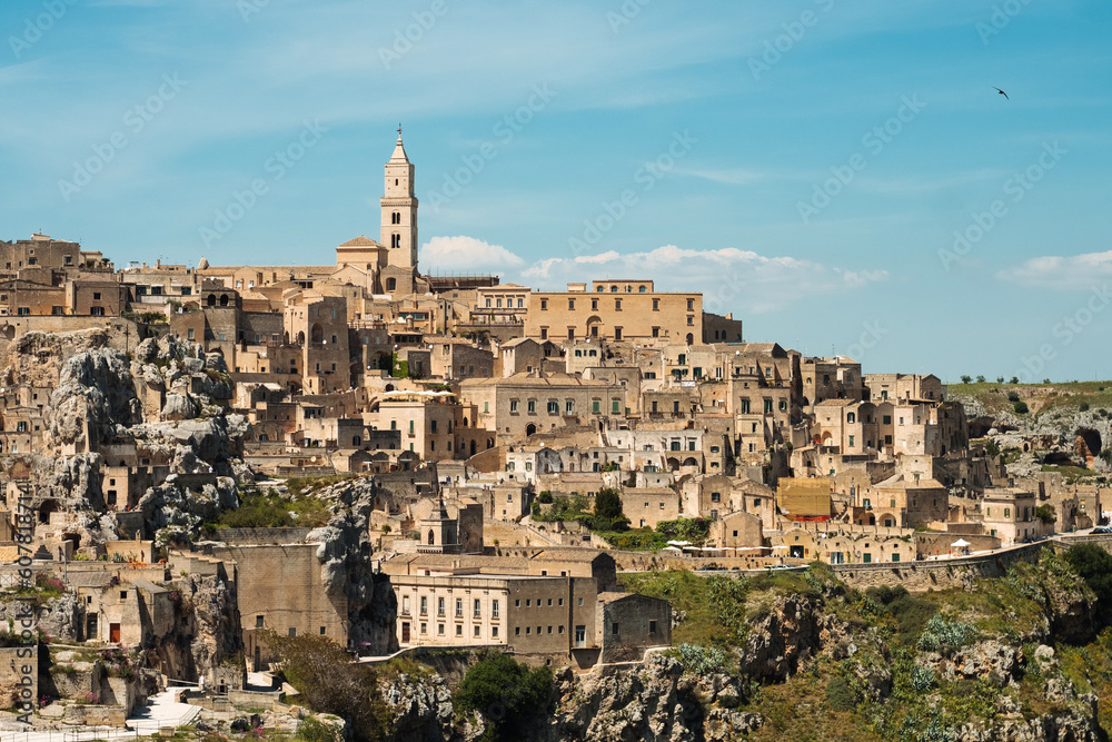 Panoramic cityscape of Matera Italy jewel of Basilicata - cave dwelling Sassi di Matera