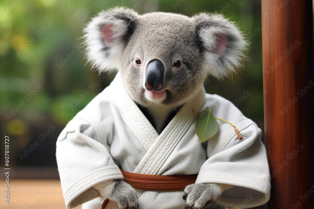 Generative AI. a koala wearing a karate suit Stock Illustration Adobe