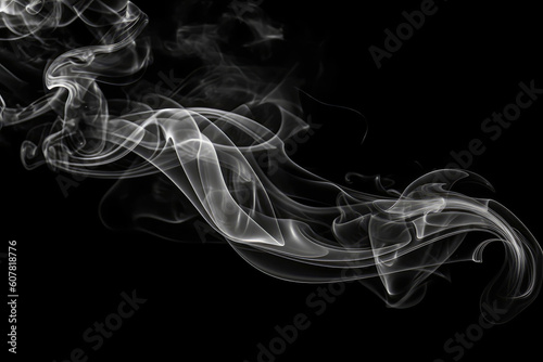 White Smoke On Black Background. Generative AI