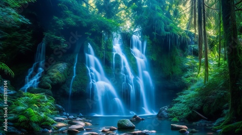 Huay Mae Kamin waterfall. Generative ai