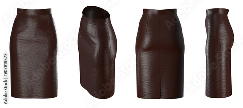 Brown Leather pencil skirt