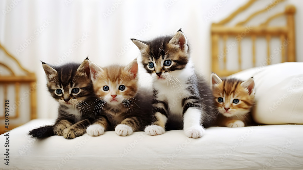 Group of different colored kittens. AI generated Group of different colored kittens. AI generated
