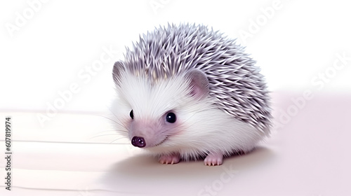 Cute magenta colored hedgehog. AI generated