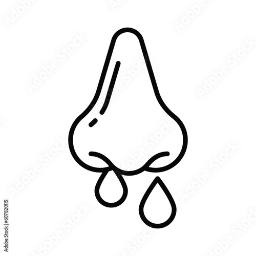 Nose with mucus denoting concept vector of runny nose in edible style