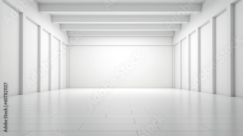 modern minimalist interior with a big empty white wall. AI Generative