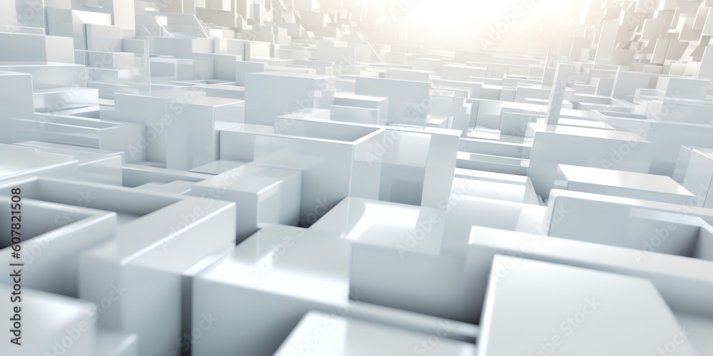 White blocks wallpaper, illustration for product presentation template, copy space dark background. Ai generative