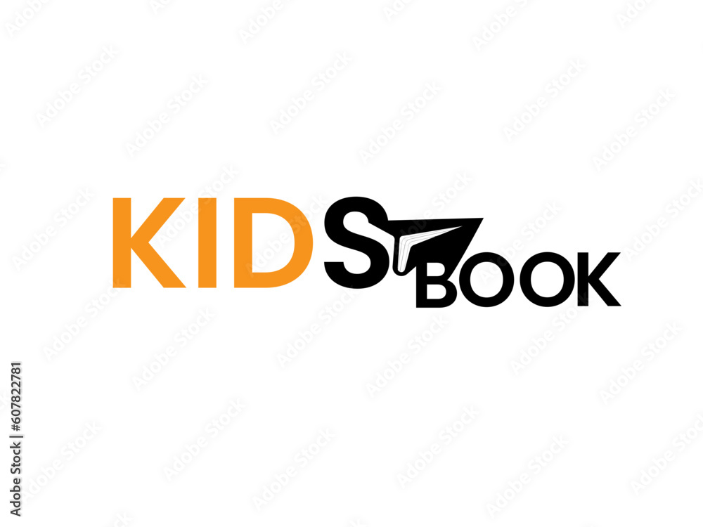  kids books icon sign   icon or logo design with letter typography  vector image illustration.