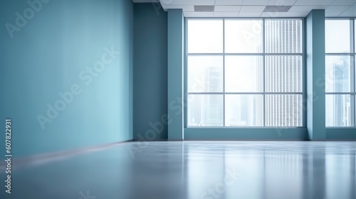 Empty office room wallpaper  illustration for product presentation template  copy space background. Ai generative
