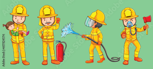 Simple sketches of the firemen by the greatest graphics