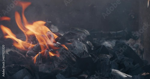 burning coals in the brazier 