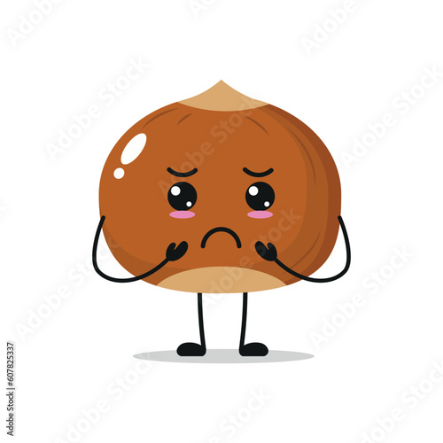 Gloomy Hazelnut Stand Alone Vector Illustration Sad