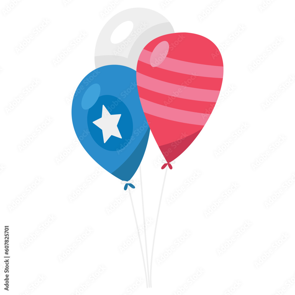 Balloon Memorial Day Color 2D Illustrations