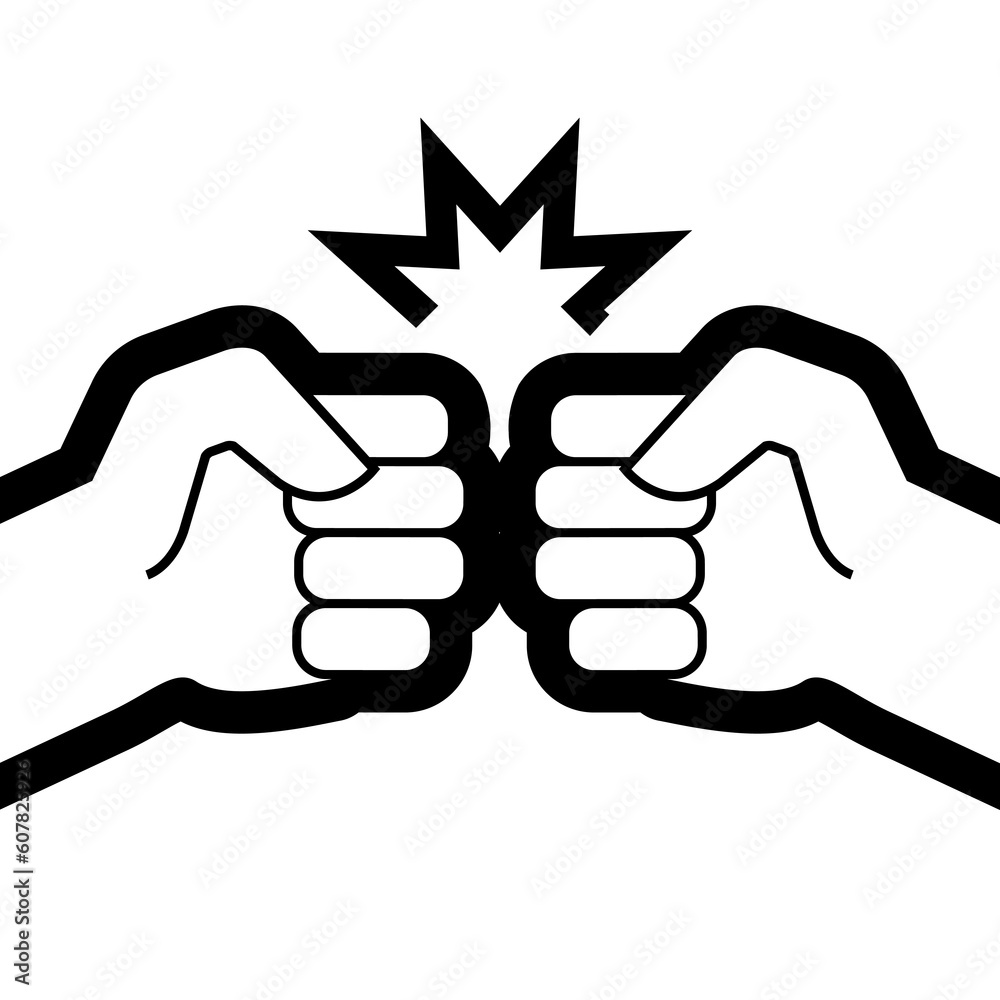 Two fists bump. Flat vector illustration isolated on white Two fists bump. Flat vector illustration isolated on white