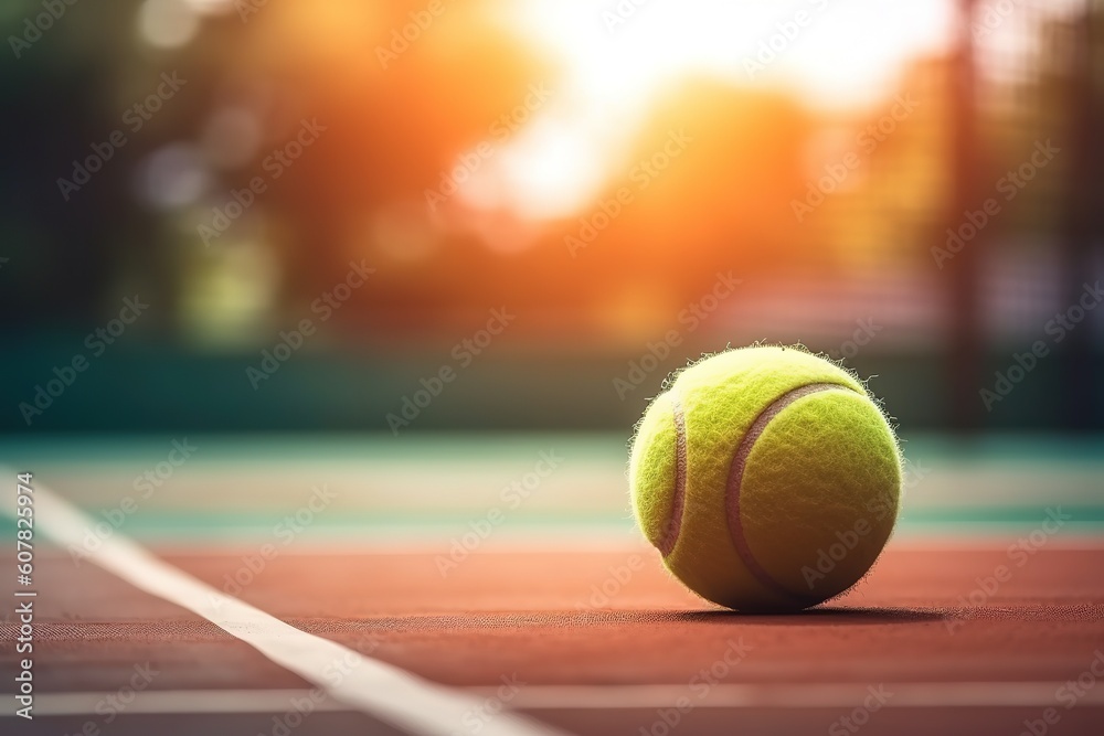 sport wallpaper background, close up tennis ball at court