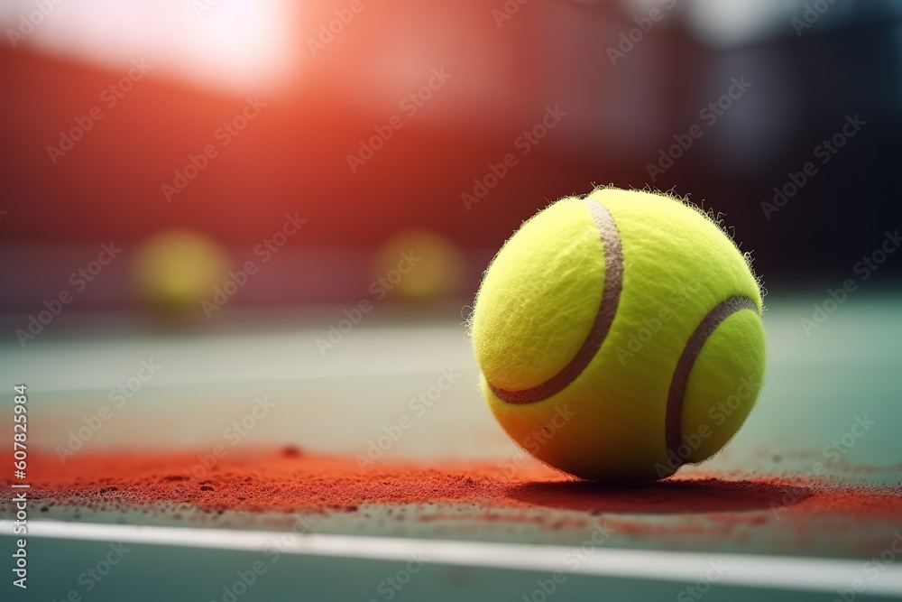 close up tennis ball at court, sport wallpaper background