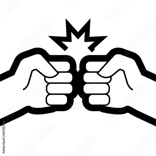 Two fists bump. Flat vector illustration isolated on white