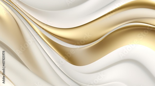 abstract waves web background, white and gold minimalistic smooth lines, creative concept