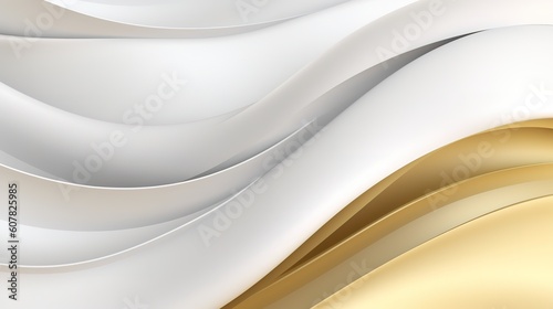 white and gold abstract waves web background, minimalistic smooth lines, creative concept